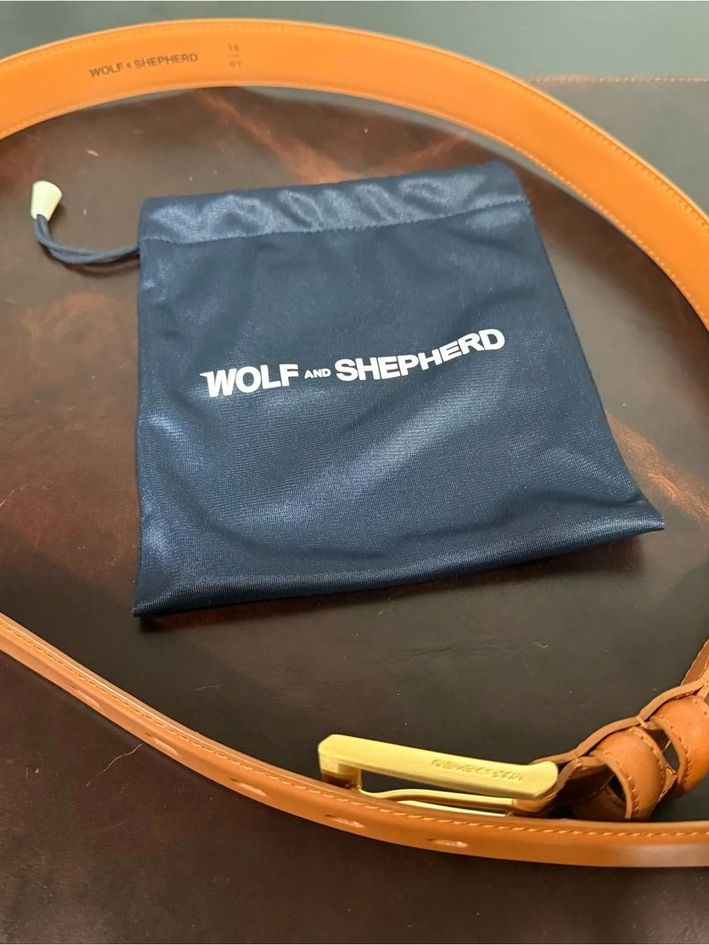 Wolf & Shepherd Men’s Honey/Brown Stealth Leather Dress Belt Size 38